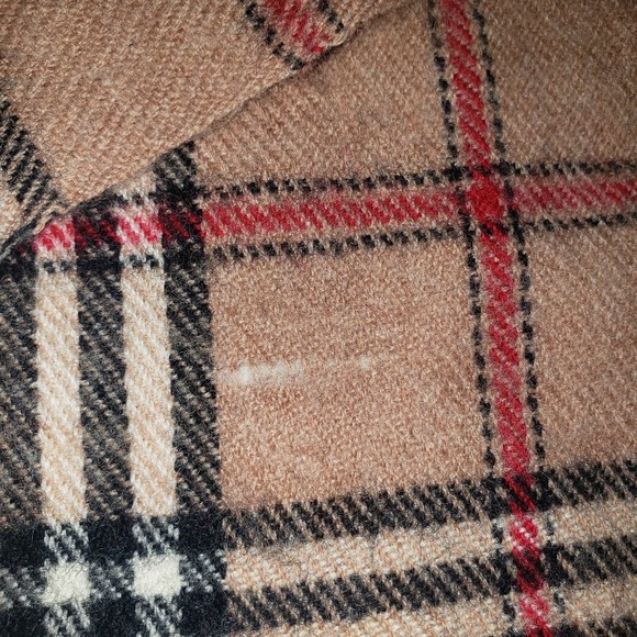 Tan Tartan Plaid Wool Scarf - Picture 2 of 3